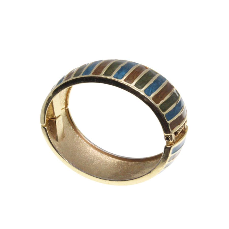 Bangle - Gold Tone Cuff Design . Multiple Enamel Colours - ML2822