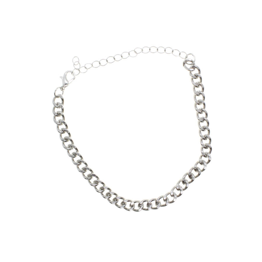 Bracelet - Silver Tone Cuban Link Style with Lobster Claw Clasp - ML2865