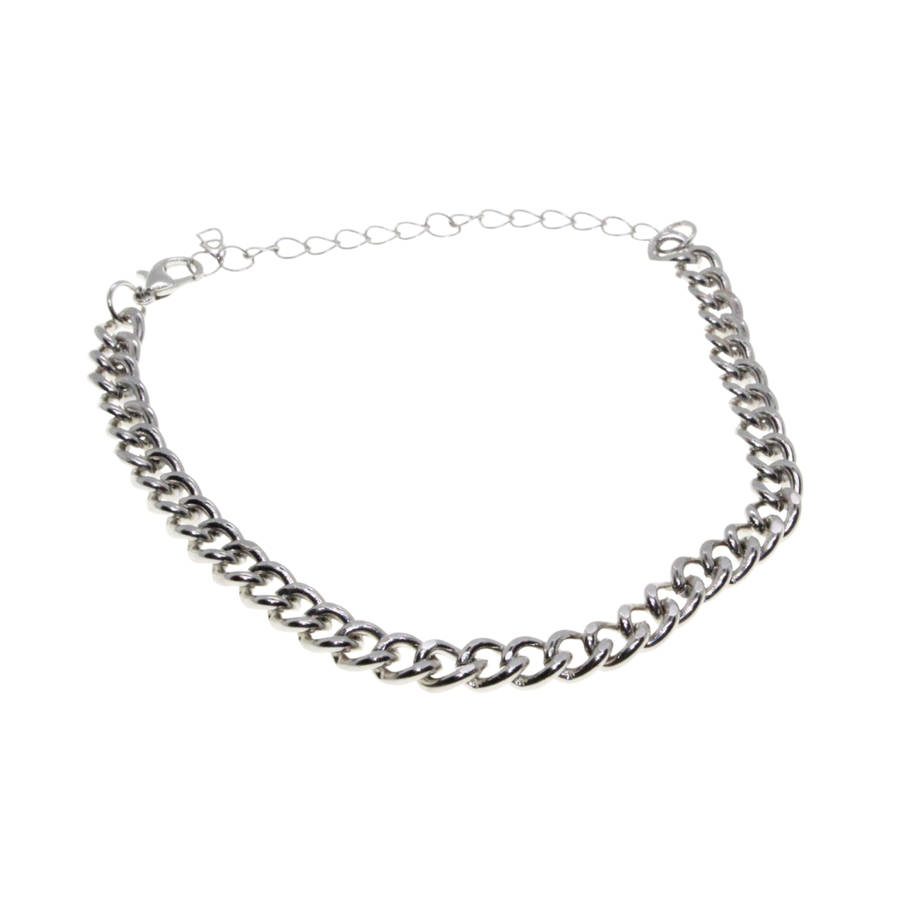 Bracelet - Silver Tone Cuban Link Style with Lobster Claw Clasp - ML2865