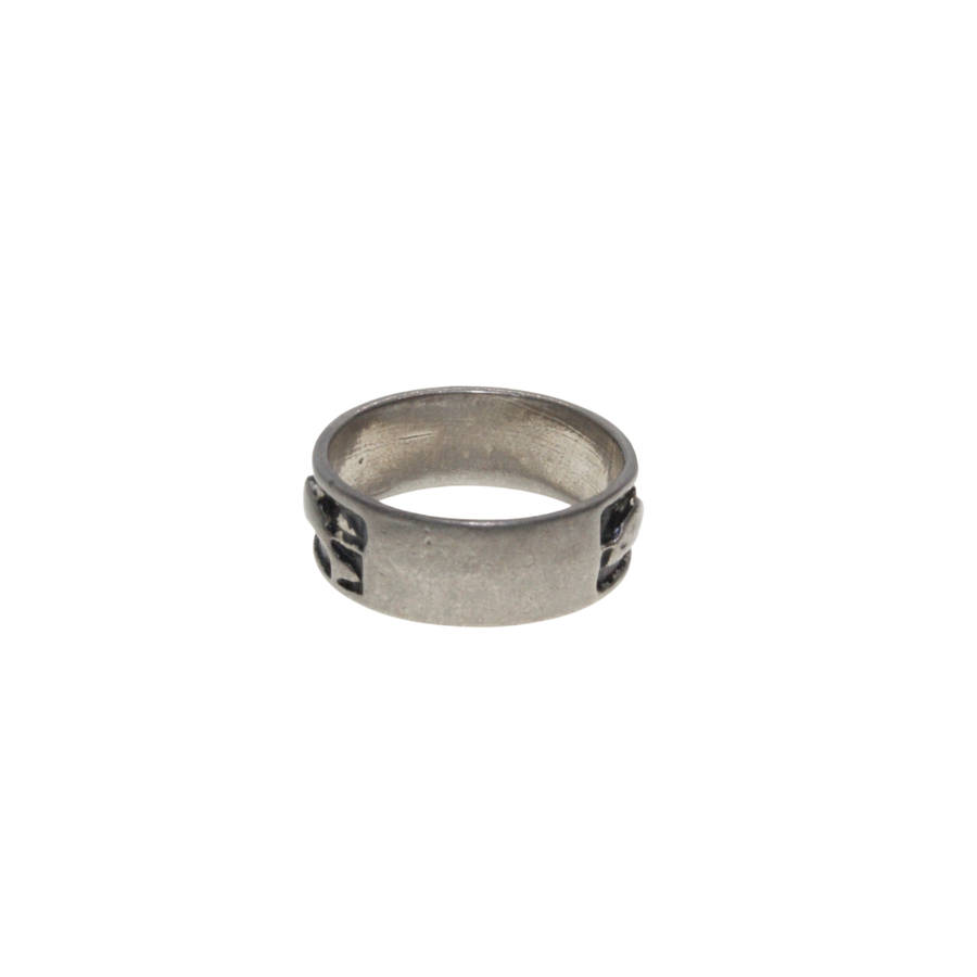 Ring - Silver Tone Band Ring with Dolphins in a Black Inlay - ML2870