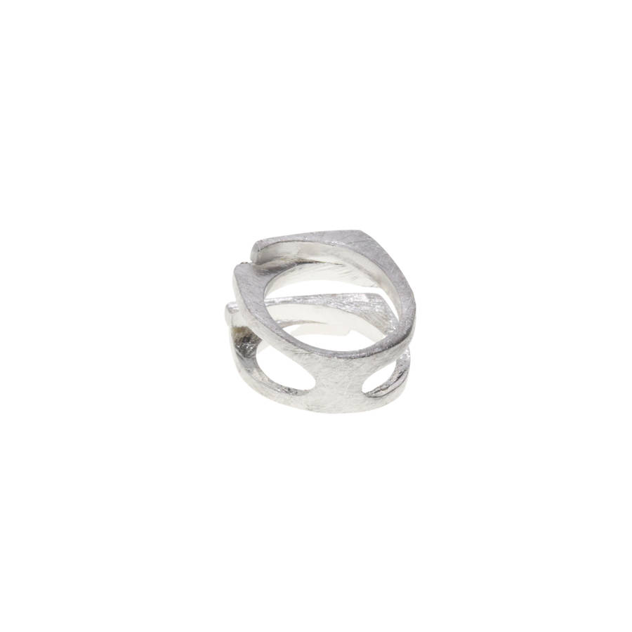 Ring - Silver Tone Adjustable Design. Faced with Diamantes - ML2874