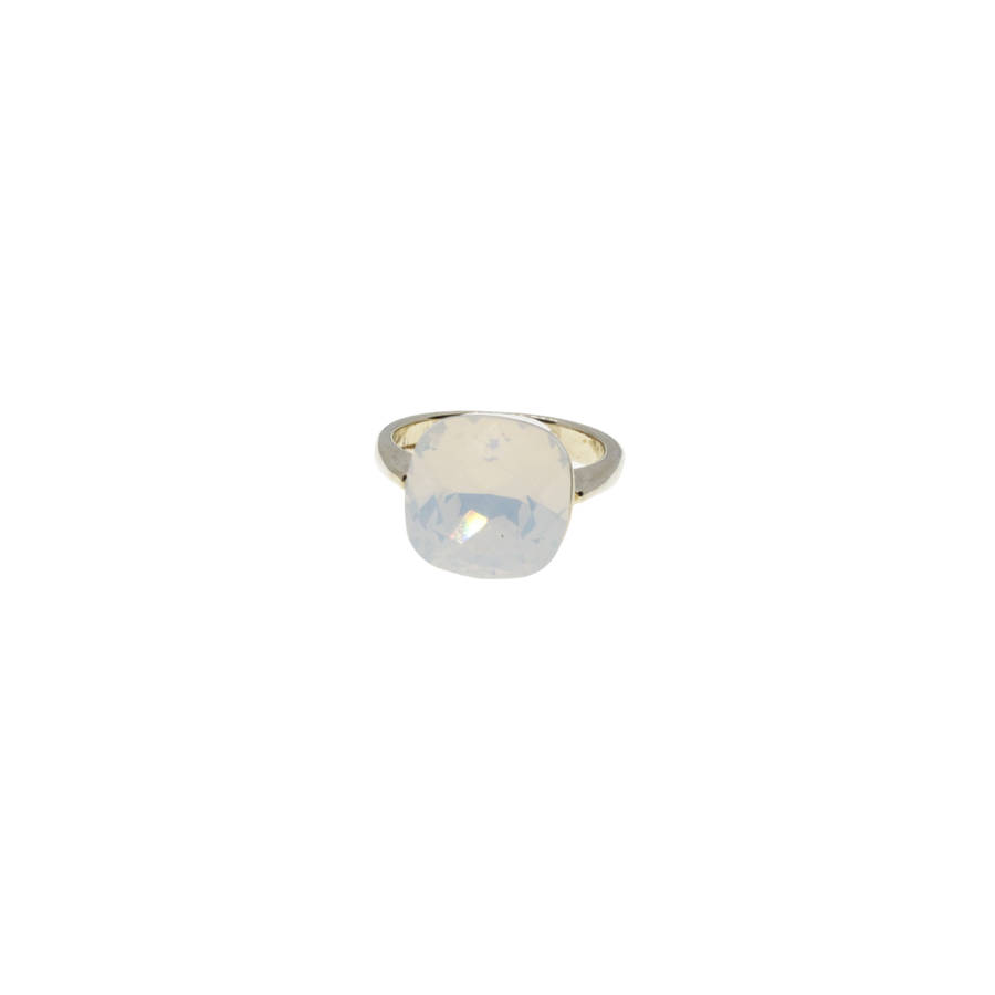 Ring - Gold Tone band with Milky White Large Rhinestone - ML2877