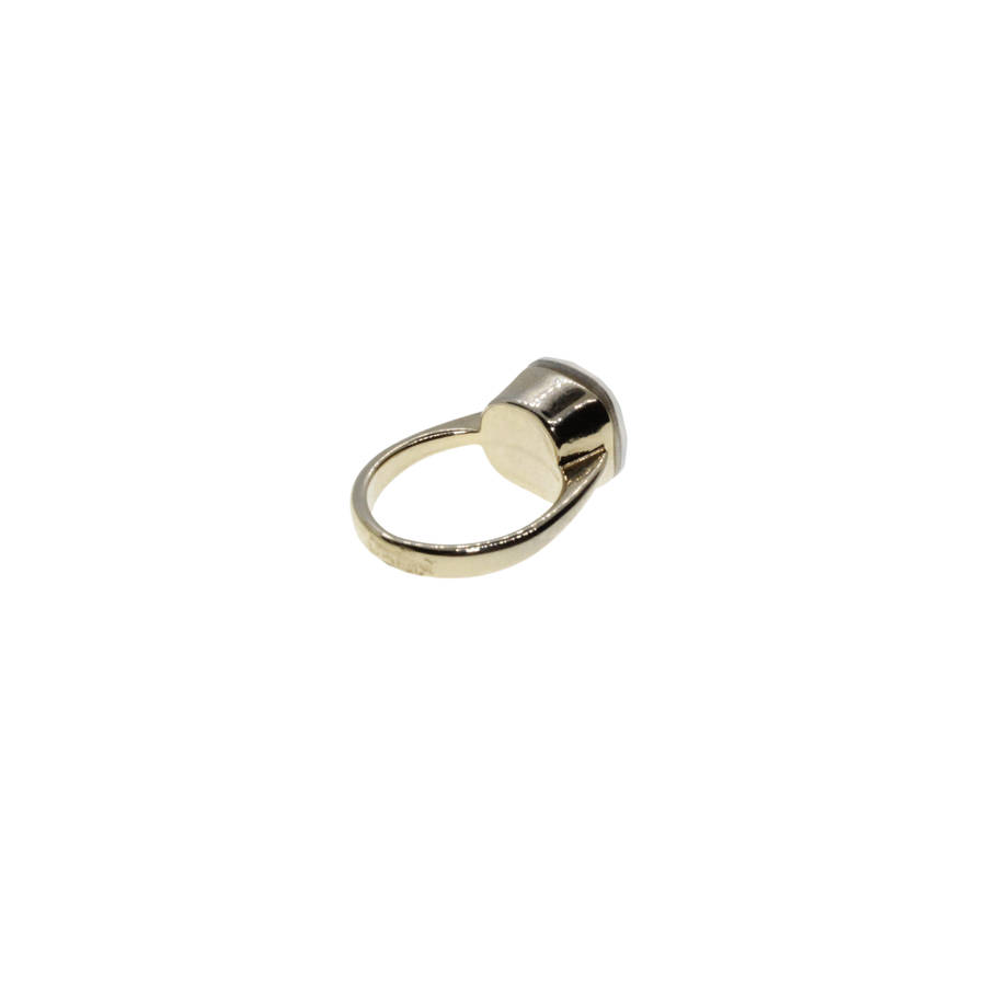 Ring - Gold Tone band with Milky White Large Rhinestone - ML2877