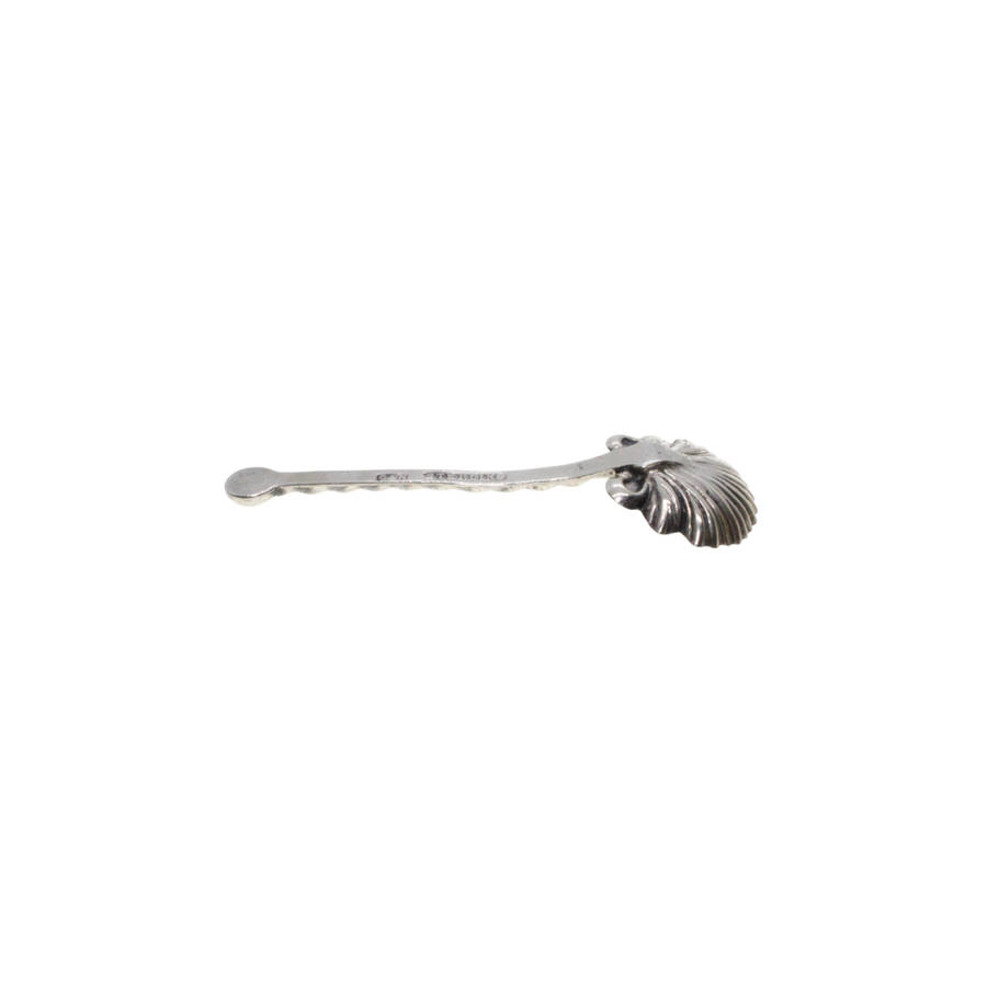 Antique - Sterling Silver Antique Shell Shape Twisted Salt/Mustard Spoon. Marked C & N Sterling. ...
