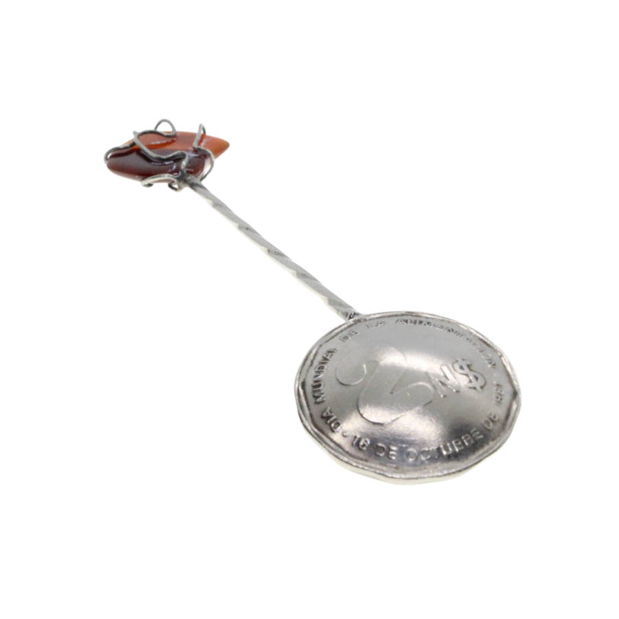 Antique - Silver Coin Spoons 1981 Uruguay 2 New Pesos. Sem iprecious Stones. - ML3010