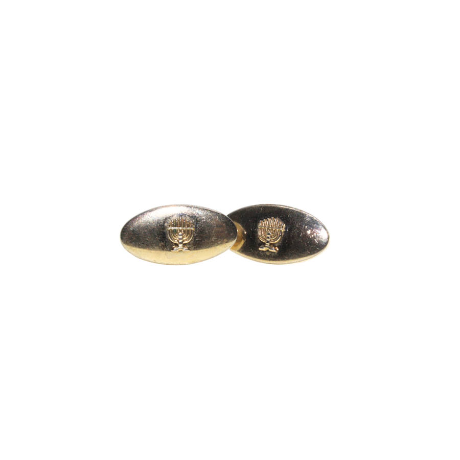 Cufflinks - Vintage Gold Tone Oval Cufflinks with Menorahs - ML3040