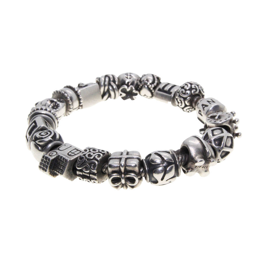 Bracelet - 925 Silver Pandora Bracelet with 18 beautiful Charms - ML3072