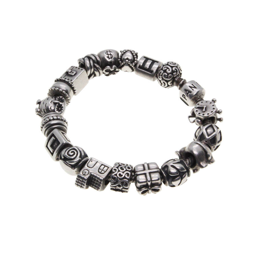Bracelet - 925 Silver Pandora Bracelet with 18 beautiful Charms - ML3072