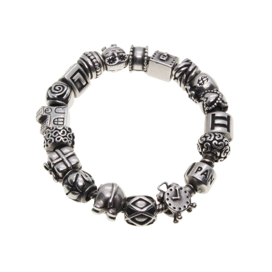 Bracelet - 925 Silver Pandora Bracelet with 18 beautiful Charms - ML3072