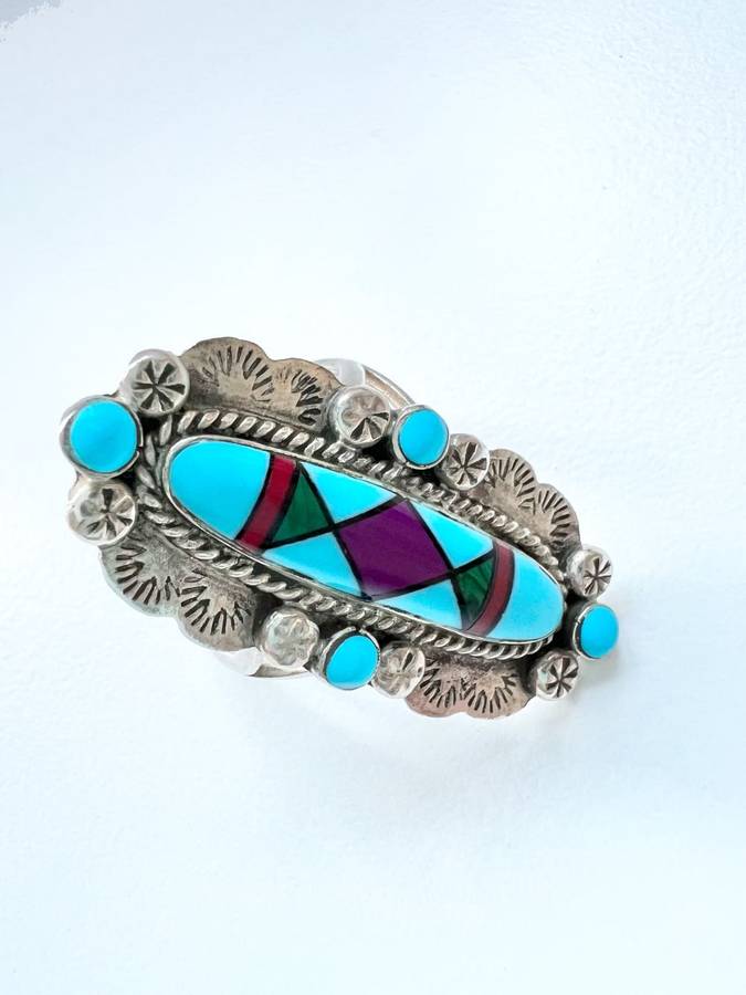 Ring - Vintage Ring. Navajo Jewellery. Turquoise. Stamped "BY-Sterling" ML2015