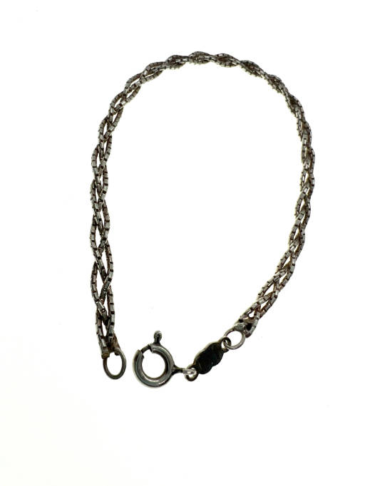 Bracelet - Silver Chain Bracelet Plaited Box Chain Stamped Italy - ML2045