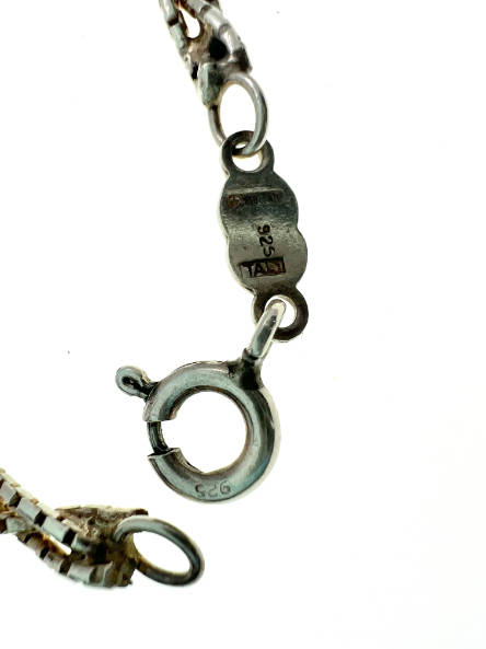 Bracelet - Silver Chain Bracelet Plaited Box Chain Stamped Italy - ML2045