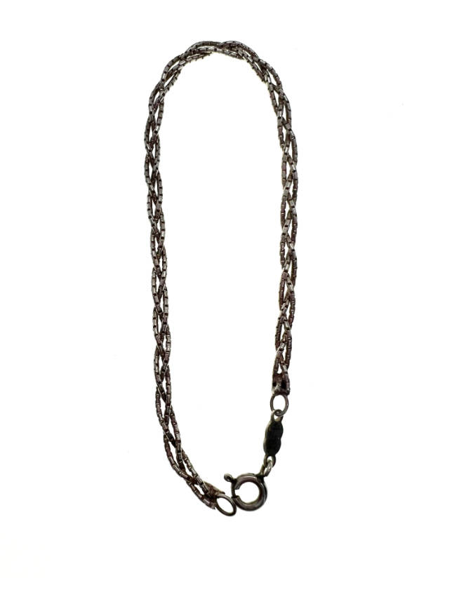 Bracelet - Silver Chain Bracelet Plaited Box Chain Stamped Italy - ML2045