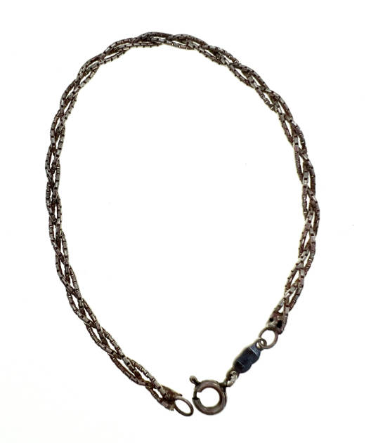 Bracelet - Silver Chain Bracelet Plaited Box Chain Stamped Italy - ML2045