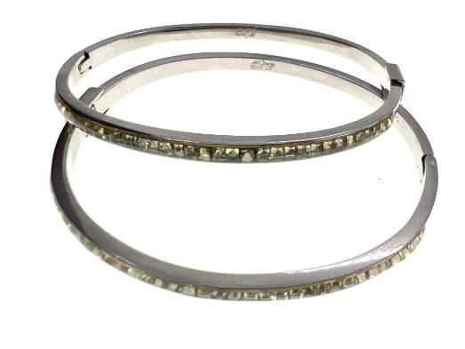 Bangle - 2 x  Stainless Steel Tennis Style with 32 Diamantes - ML2089