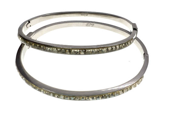 Bangle - 2 x  Stainless Steel Tennis Style with 32 Diamantes - ML2089