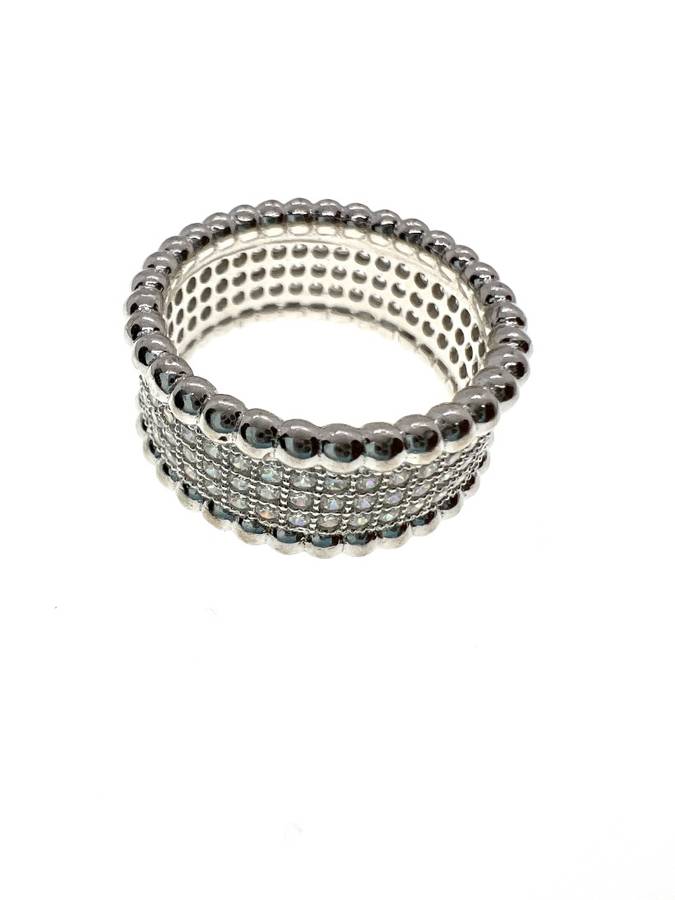 Ring - Silver Tone with Diamantes and Marcasite on Outer Edges - ML2098