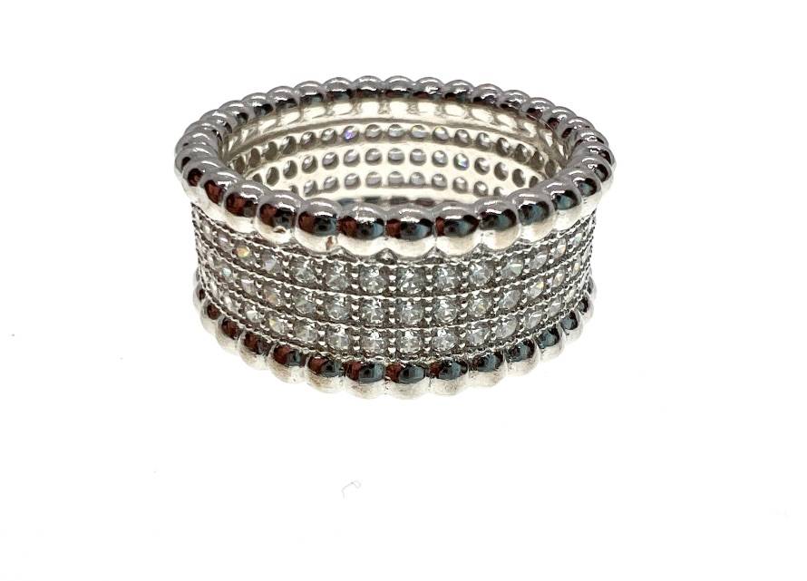 Ring - Silver Tone with Diamantes and Marcasite on Outer Edges - ML2098