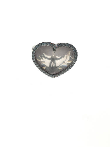 Ring - 925 Silver Heart Shaped Rose Quartz Stone Surrounded by Crystal Stones - ML2121