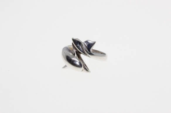 Ring - Silver Stamped Childrens Dolphin Ring - ML2255