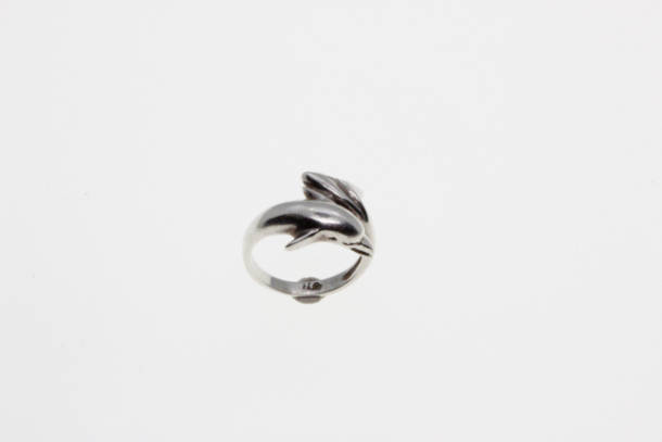Ring - Silver Stamped Childrens Dolphin Ring - ML2255