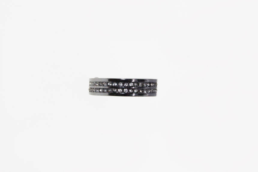 Ring - Vintage Dark Metal Tone Ring with 2 Rows of Diamante Stones - ML2257