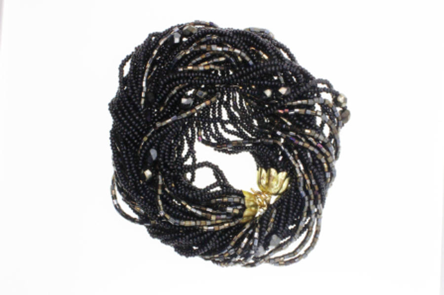 Necklace - Twisted Beads Black and Gold. Different size Beads. - ML2280