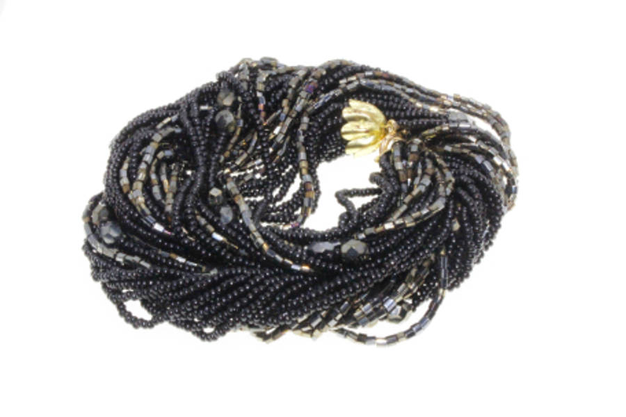 Necklace - Twisted Beads Black and Gold. Different size Beads. - ML2280