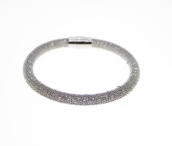 Bracelet - Fashion Silver Tone Magnetic Mesh Design Bracelet - ML2297