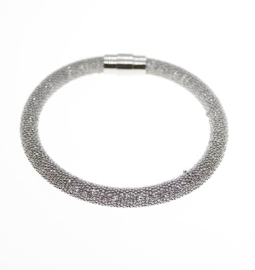 Bracelet - Fashion Silver Tone Magnetic Mesh Design Bracelet - ML2297