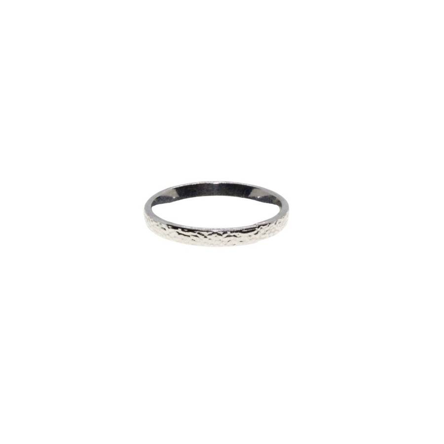 Ring - Silver Tone Thin Band with Texture Surrounding The Band - ML3126