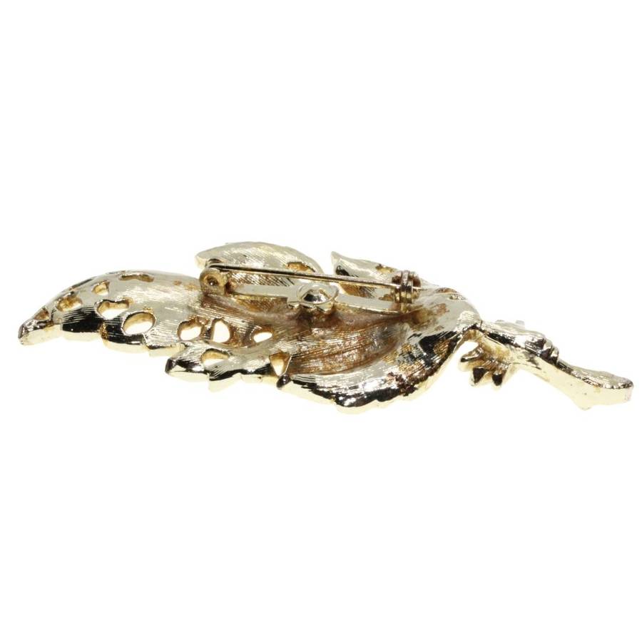 Brooch - Gold Tone Vintage Gorgeous Detailed Leaf. Refined Cut-Outs - ML3153