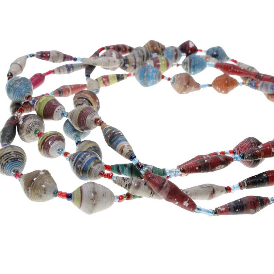 Necklace - Vintage Boho Handmade Rolled Paper Necklace - ML3245
