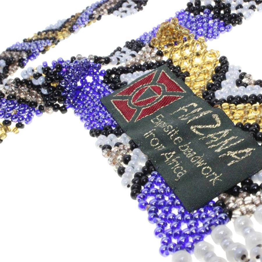 Necklace - Colourful handmade Xhosa Tribal Necklace . Fully Beaded - ML3250