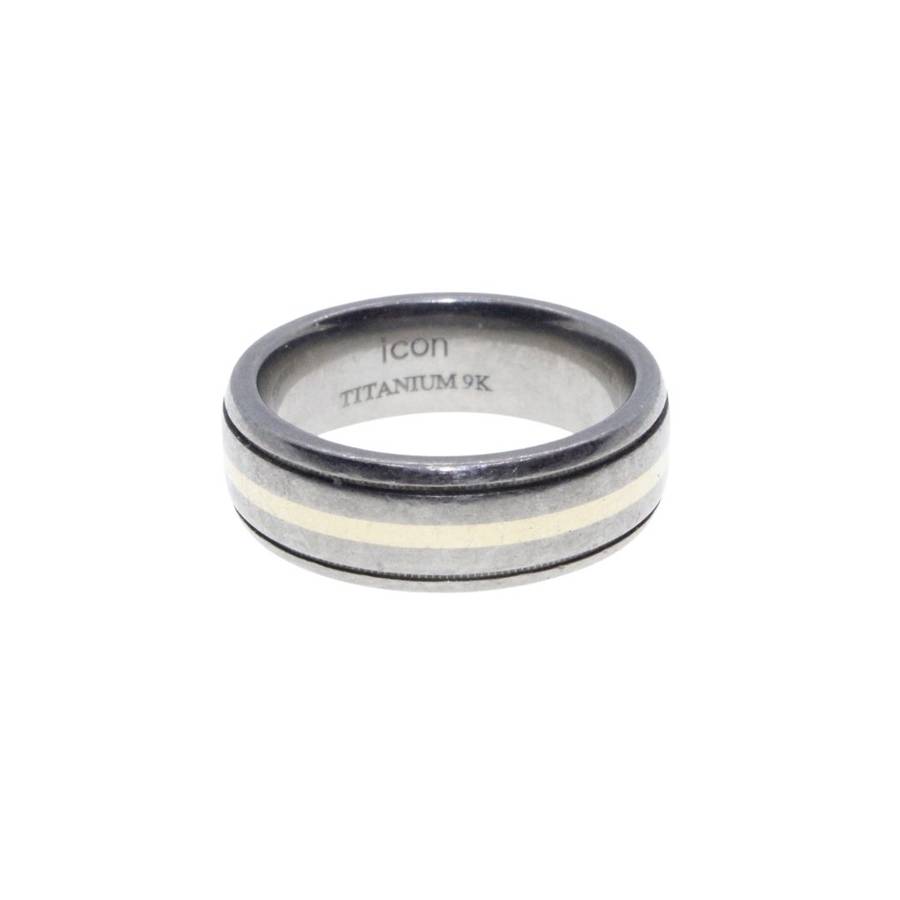 Ring - Vintage Gold Inlay Titanium Ring- Mens/Ladies Band - ML3262
