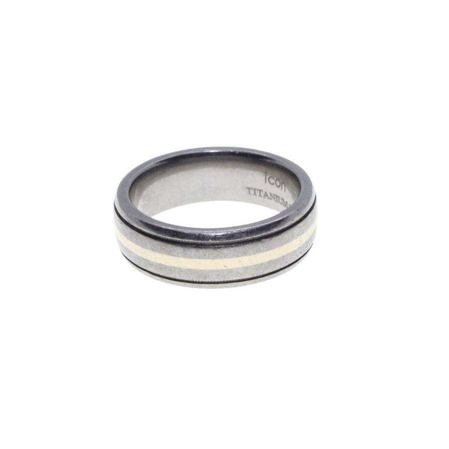 Ring - Vintage Gold Inlay Titanium Ring- Mens/Ladies Band - ML3262