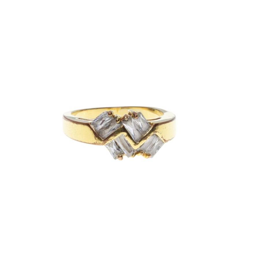 Ring - Gold Tone Dainty Fashion Band with Stunning Clear Rhinestone Centre Design - ML3269