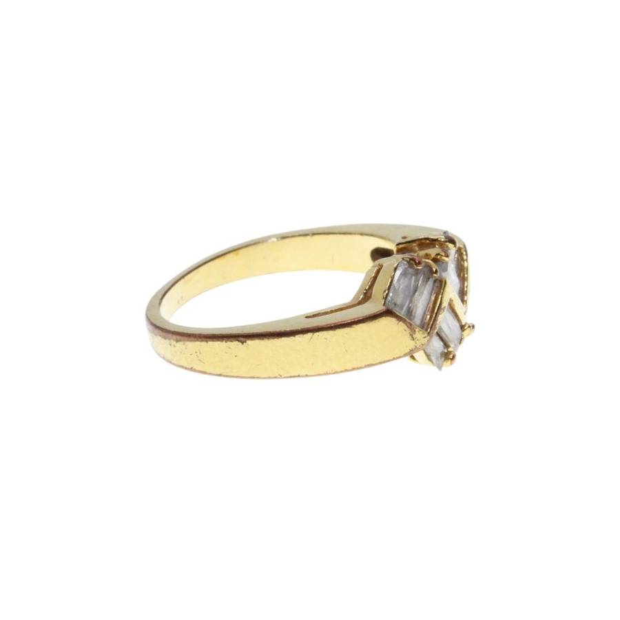 Ring - Gold Tone Dainty Fashion Band with Stunning Clear Rhinestone Centre Design - ML3269