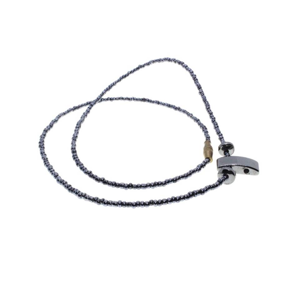Necklace - Hematite Vintage Beaded Necklace - ML3302