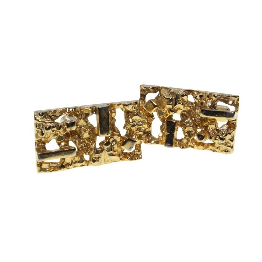 Cufflinks - Gold Tone Intricate Design, Textured Cufflinks - ML3341