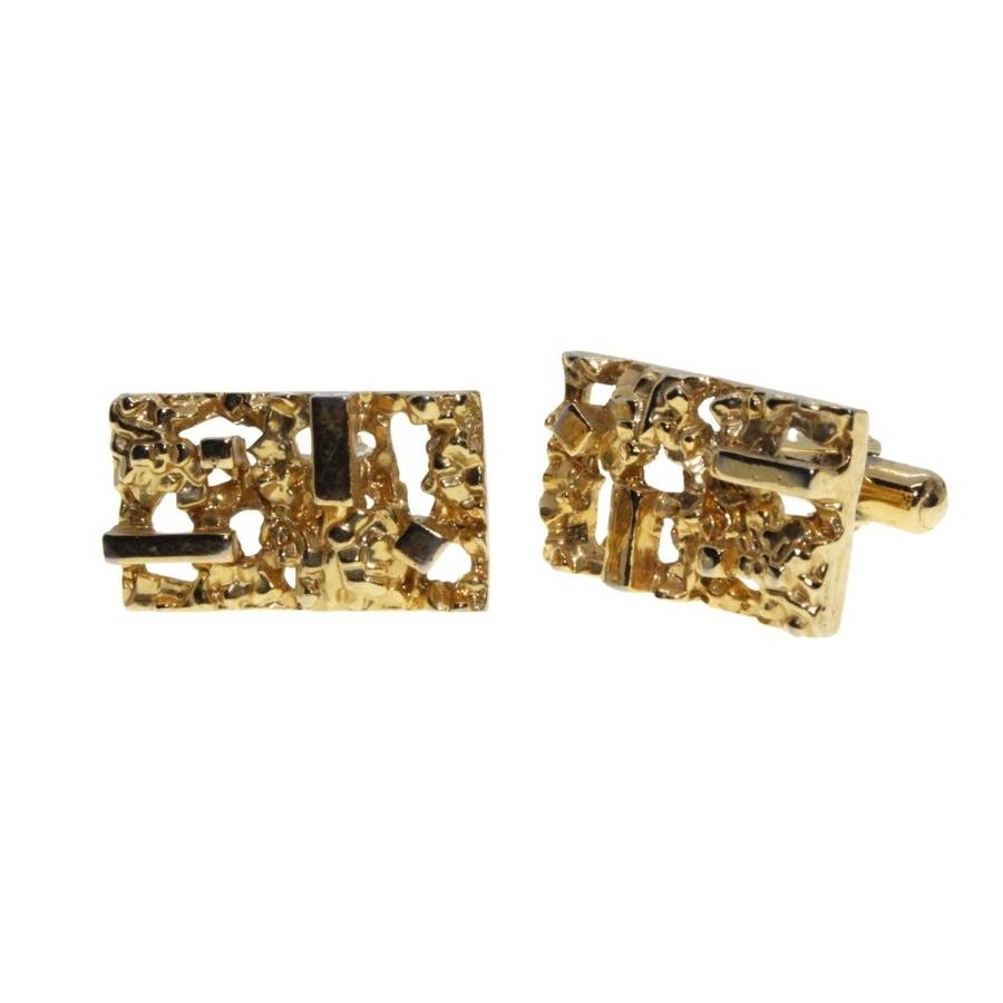 Cufflinks - Gold Tone Intricate Design, Textured Cufflinks - ML3341
