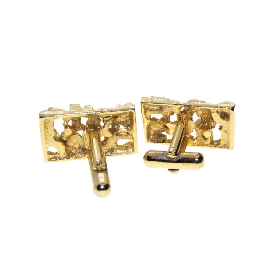 Cufflinks - Gold Tone Intricate Design, Textured Cufflinks - ML3341