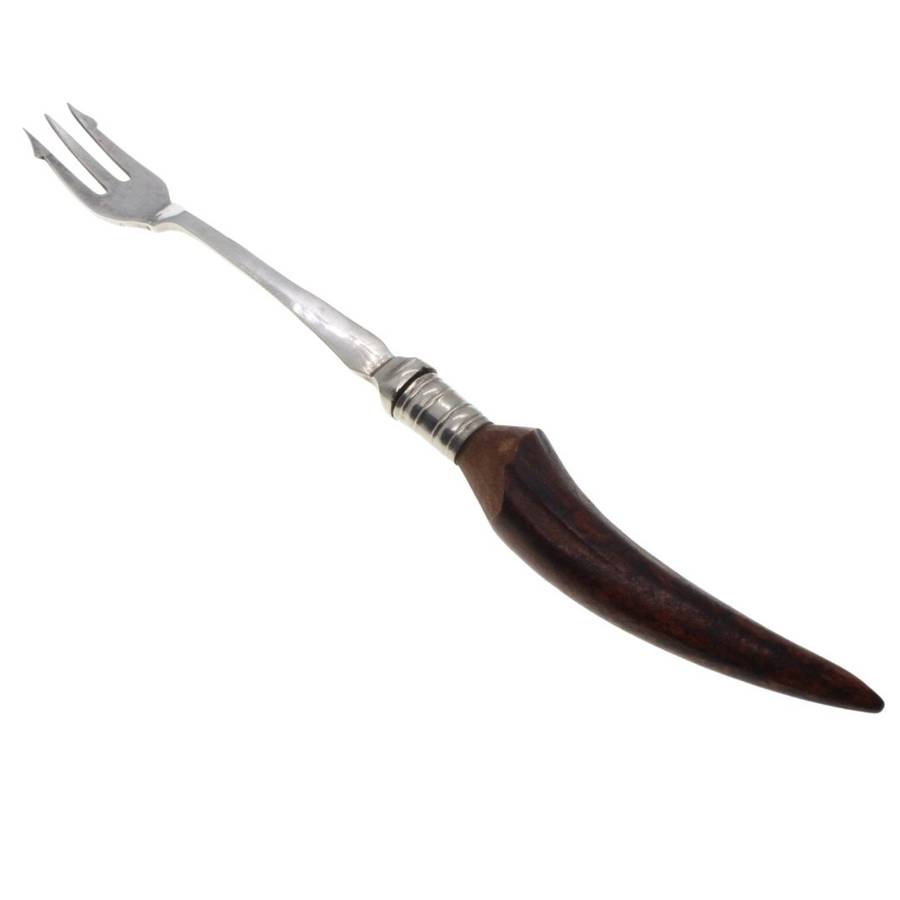 Set - Antique EPNS Pickle Fork, Spreading Knife, Spoon. Staghorn Shape Handles. Orig Box. - ML3430