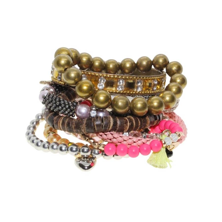 Bracelets - Assorted Fun Pack Beaded and other Bracelets. Various styles and colours x 10 - ML3440