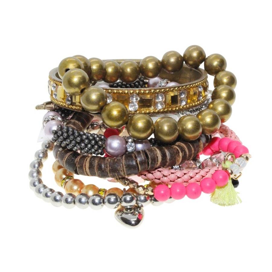 Bracelets - Assorted Fun Pack Beaded and other Bracelets. Various styles and colours x 10 - ML3440