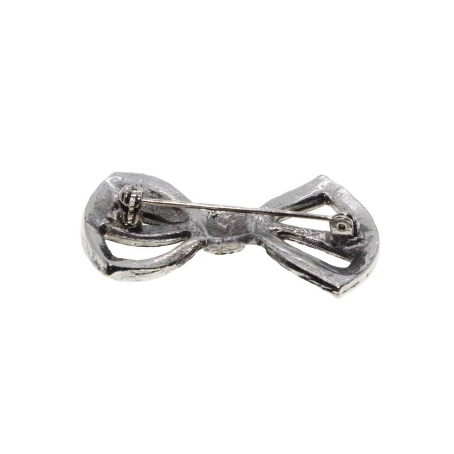 Brooch - Silver Tone Marcasite Brooch Flower and Leaf Design - ML3452