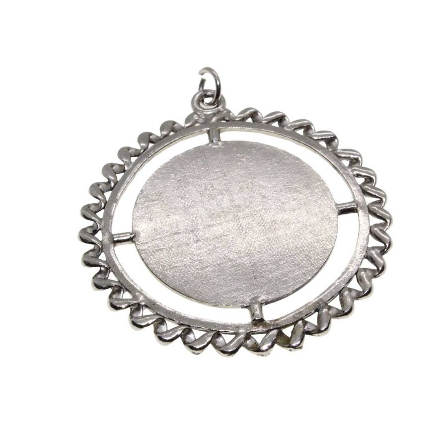 Pendant - Silver Tone Large Star of David in centre of Decorative Border - ML3463