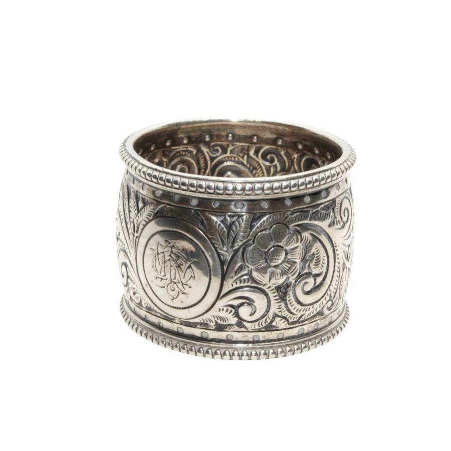 Napkin Ring  - Antique Sterling Silver Decorative . Hallmark London 1925. Maker crsc - ML3506