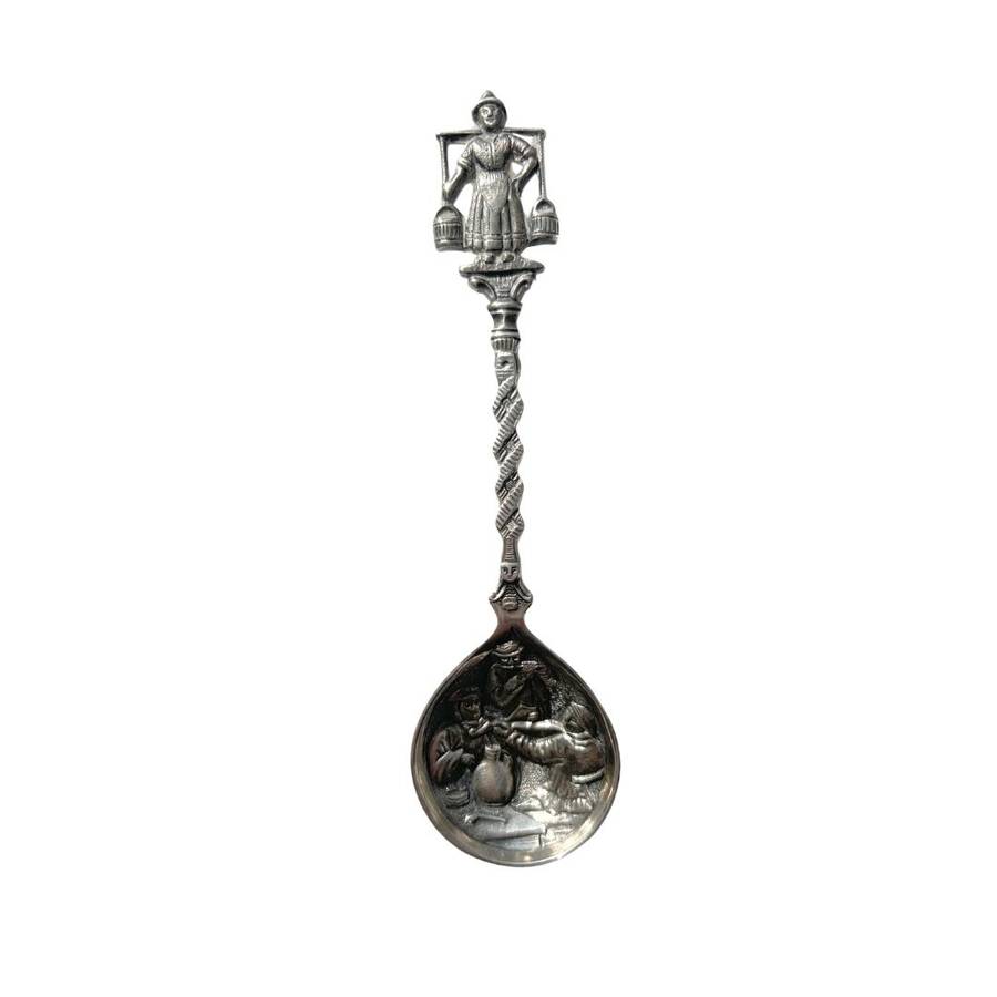 Antiques - Vintage Dutch Silver Plated Round Sugar Spoon - ML3564