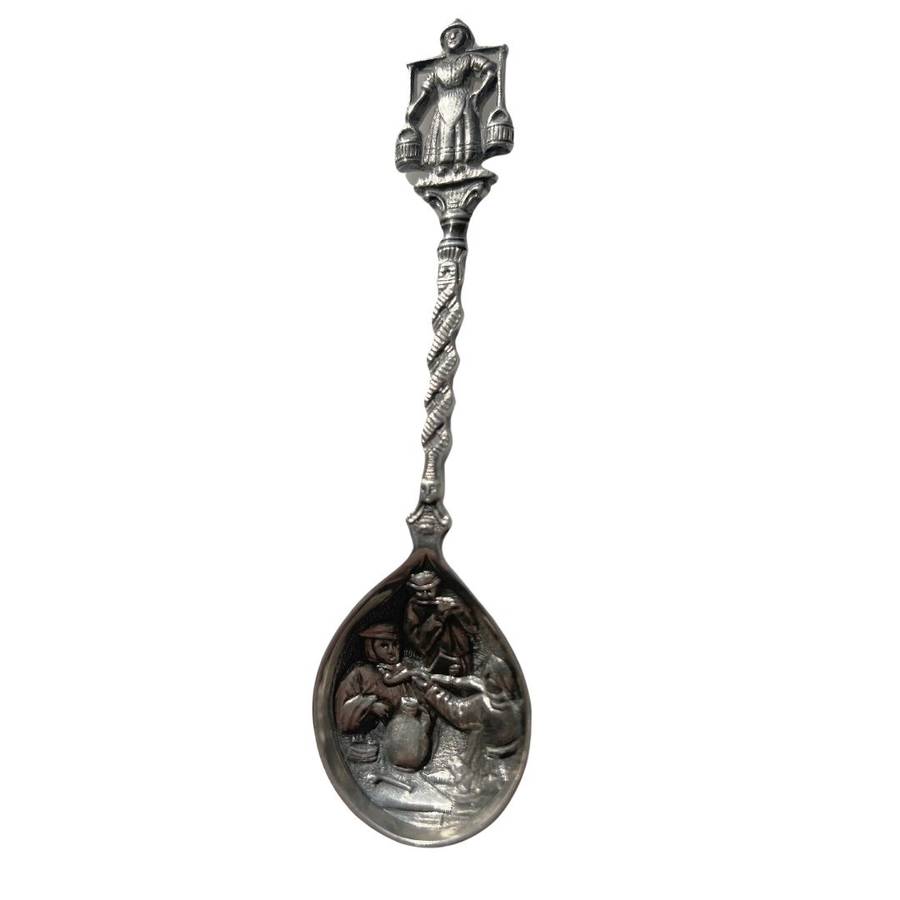 Antiques - Vintage Dutch Silver Plated Round Sugar Spoon - ML3564